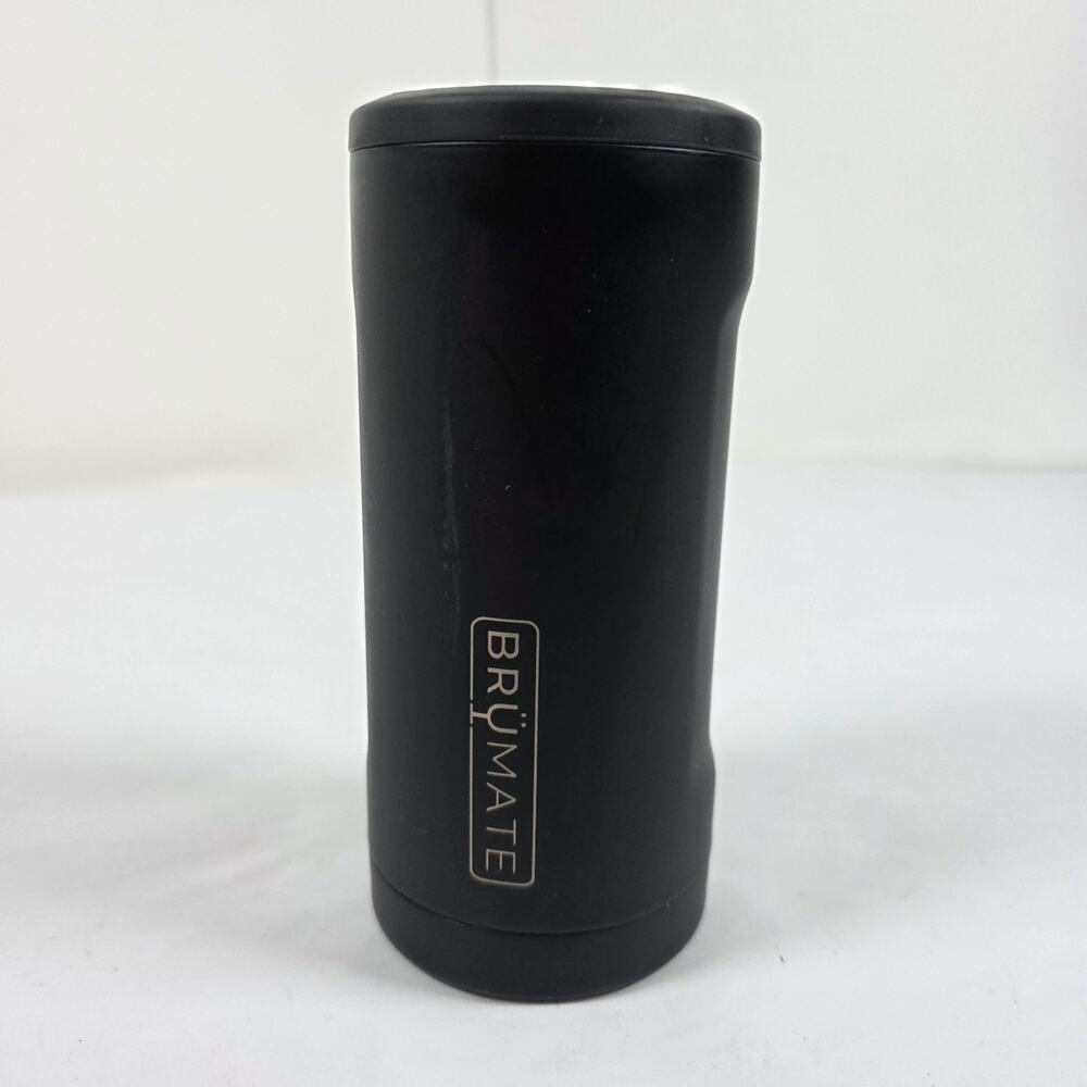 BruMate Slim Can Cooler Black Insulated Skinny Can Holder Stainless Steel